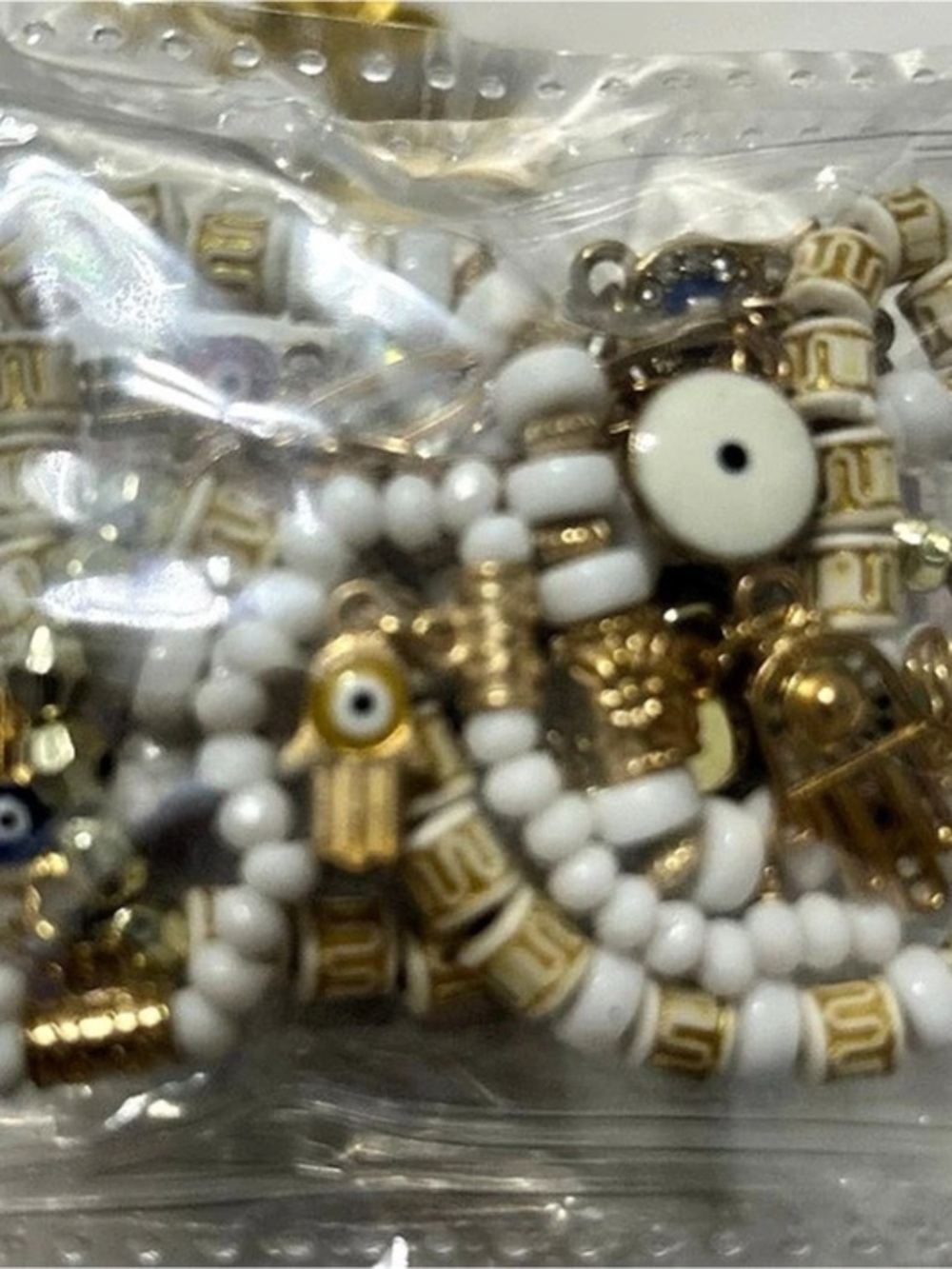 White & Gold Beaded Jewelry